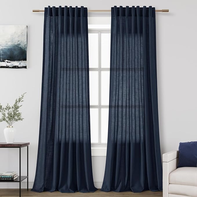 Nanspring Navy Blue Curtains 80 Inches Length by Nanspring