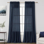 Nanspring Navy Blue Curtains 80 Inches Length by Nanspring