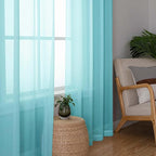 Lecloud Aqua Sheer Curtains for Living Room 78 Inches Long 2 Pcs, Dual Rod - Image 2