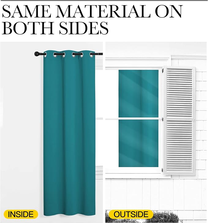 NICETOWN Room Darkening Curtains 40 inch Length 2 Panels, Peacock Teal - Image 6