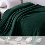 Exclusivo Mezcla Fleece Forest Green Throw Blanket - Image 4