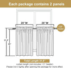Lecloud Leia White Sheer Kitchen Curtains 30 Inch Length 2 Pcs, Jacquard Leaf - Image 3