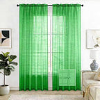 SpaceDresser Check Sheer Curtains 90 Inches 2 Panels Set, Rod Pocket Plaid by SpaceDresser