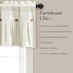 Lush Decor Linen Button Farmhouse Valance Curtians 84"W x 18"L Off White - Image 6