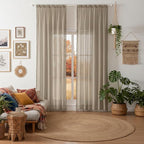 WAZZIO Boho Lace Curtains 84 Inches 2 Panel, Light Filtering Privacy Tassel & - Image 3