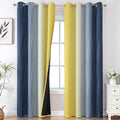 Estelar Textiler Navy Blue and Yellow Gradient Blackout Curtains by ESTELARTEXTILER