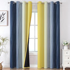 Estelar Textiler Navy Blue and Yellow Ombre Blackout Curtains 102 Inches Long by ESTELARTEXTILER