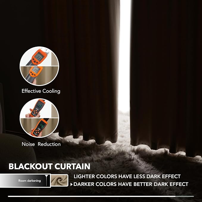 Deconovo Solid Room Darkening Panels Back Tab and Rod Pocket Curtains Blackout - Image 5