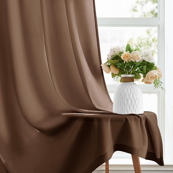HOMEIDEAS Non-See-Through Brown Privacy Sheer Curtains, 52 X 63 Inches Long 2 - Image 5