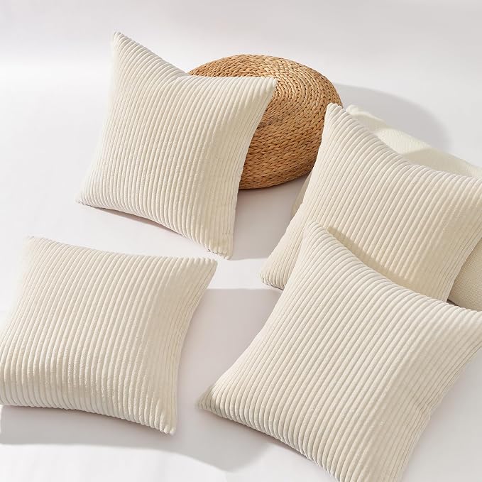 Topfinel Decorative Beige Cream Throw Pillow Covers Cushion Cases, Mix and Match - Image 4