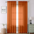 Lecloud Orange Sheer Curtains 90 Inches Long 2 Panels, Light Filtering Voile by Lecloud