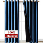 NICETOWN Moroccan Blue Full Shade Curtain Panels, Pair of Energy Smart & Noise - Image 2