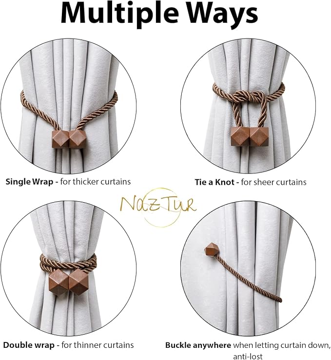 NazTur Magnetic Curtain Tiebacks- Upgrade 2022 - Image 4