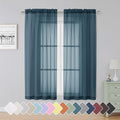 Simplebrand Dusty Blue Sheer Curtains 63 Inch Length 2 Panels, Rod Pocket Solid by Simplebrand