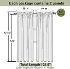 Lecloud Charcoal Grey Sheer Curtains 120 Inches Long 2 Pcs, Light Filtering Rod - Image 3