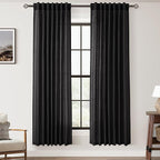 Black Linen Curtains 72 inches Long by Jolilight