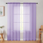 Lavender Sheer Curtain for Bedroom Living Room 72 Inches Long 2 Panels Set by WelvetBLK