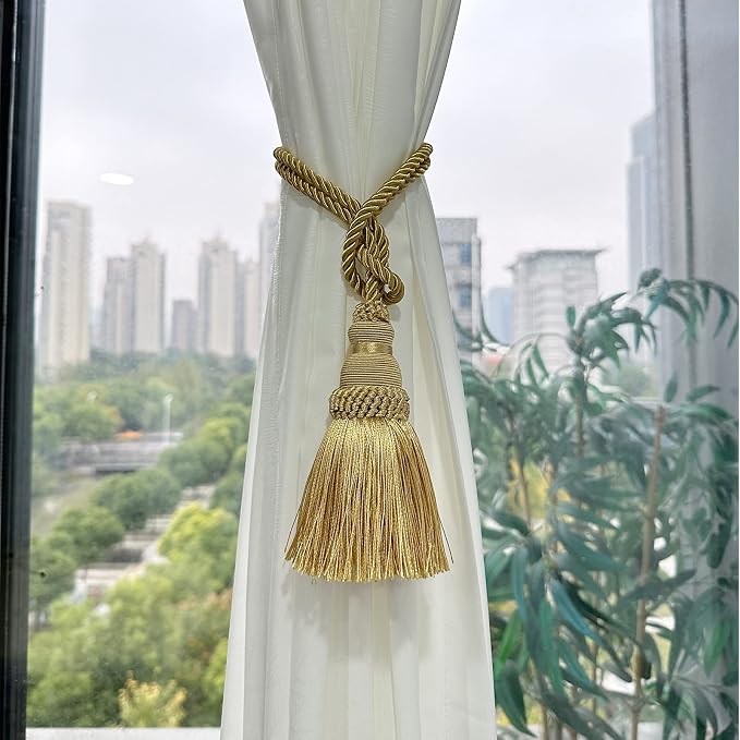 Fenghuangwu 2 Pack Curtain Tie Backs Rope Tassels - Image 3