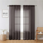 Lecloud Chocolate Sheer Curtains 78 Inches Long 2 Panels, Light Filtering Voile by Lecloud