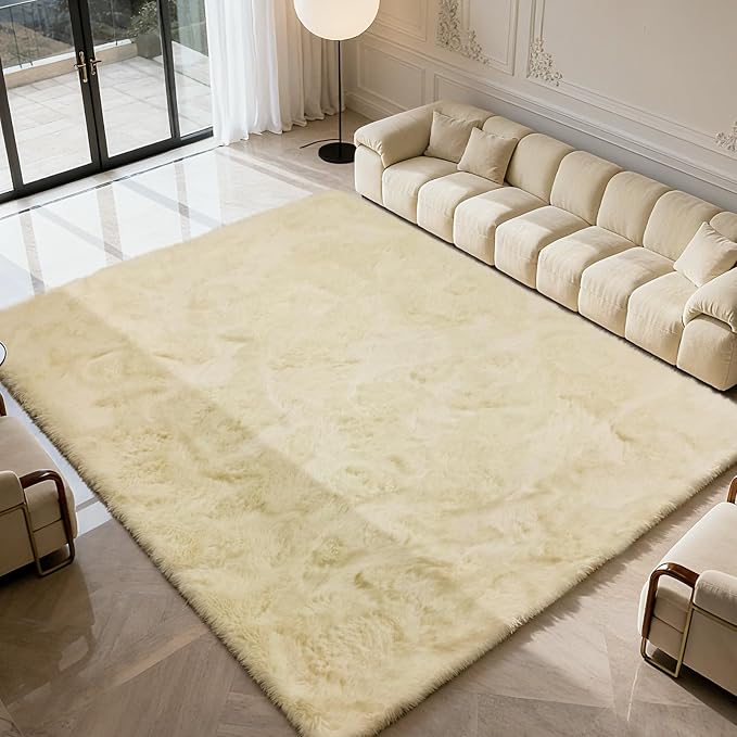 Ultra Soft Fluffy Area Rugs for Bedroom Living Room Ivory 10x14, Nursery Rug - Image 6