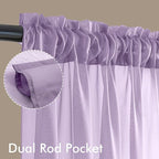 MIULEE Light Purple Sheer Curtains 96 Inches Long, 4 Panels Set, Lavender Light - Image 3