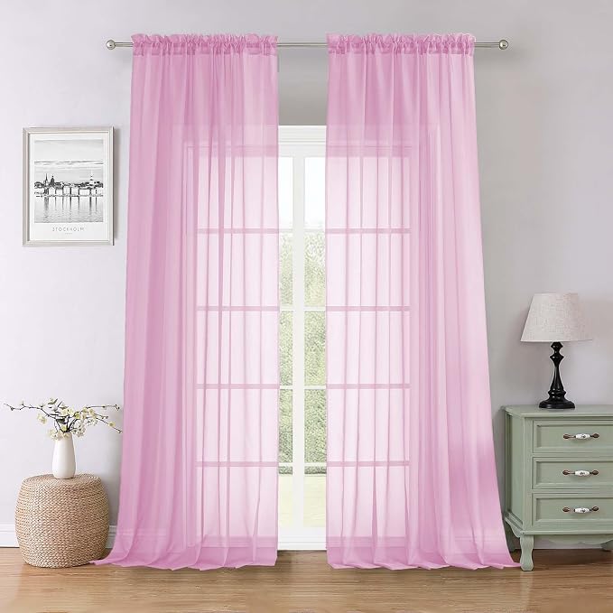 Lecloud Light Pink Sheer Curtains by Lecloud