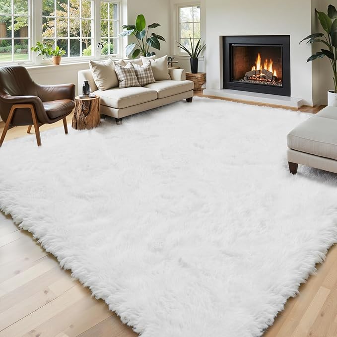 Area Rugs 10x14 Living Room, Shaggy Carpet Soft Plush Furry Bedside Rug Large by Junhejiamei
