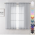 Lecloud Light Grey Sheer Curtains 63 Inch Length 2 Panels, Light Filtering by Lecloud