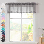 OVZME 2 Panels Grey Sheer Valance by OVZME