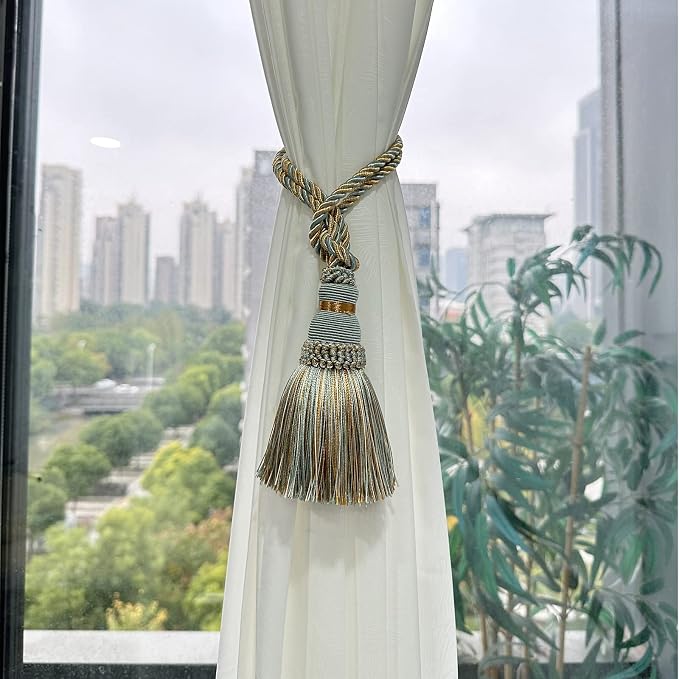 Fenghuangwu 2 Pack Curtain Tie Backs Rope Tassels - Image 3