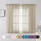 Aiyufeng Taupe Sheer Curtains 54 Inches Long 2 Panels Set, Semi Transparent by Aiyufeng