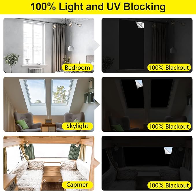 FADOTY Blackout Curtains for Bedroom, Portable 100% Black Out Window Cover Film - Image 6