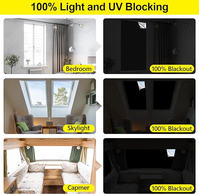 FADOTY Blackout Curtains for Bedroom, Portable 100% Black Out Window Cover Film - Image 5