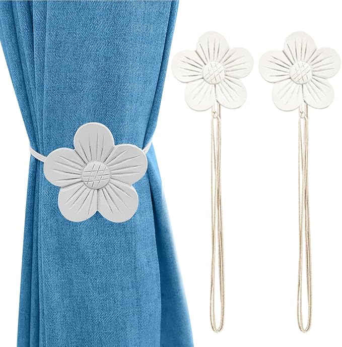 Lewondr Vintage Magnetic Curtain Tieback, 1 Pair Resin Flower Curtain Drapery by Lewondr
