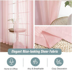 Blush Pink Window Sheer Curtains 45 Inches Length, Voile Short Curtains - Image 4