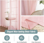 Blush Pink Window Sheer Curtains 54 inch Length, Soft Airy Light Filtering - Image 4
