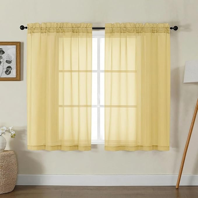 Gwine Sheer Curtains for Living Room 45 inch Length by Gwine