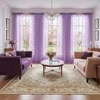 WAZZIO Boho Lace Curtains 84 Inch 2 Panels -Sheer Panel Drape Floral Pattern & - Image 4