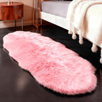 linmopm Faux Fur Rug Sheepskin Shag Fluffy Fuzzy Pink 2x6 ft Runner Rugs - Image 2