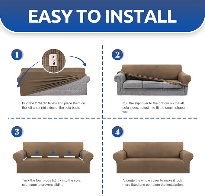 KEKUOU Stretch Oversized Sofa Slipcover 1 Piece Couch Sofa Cover Furniture - Image 4
