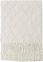 BOURINA Beige Throw Blanket 60x80 Inches Throw Textured Solid Soft Sofa Throw by BOURINA