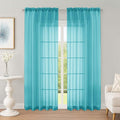OWENIE Sheer Curtains 84 Inches Long 2 Panels Set, Sheer Turquoise Curtains by OWENIE