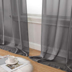 Grey Sheer Curtains for Bedroom Living Room 96 Inches Long 2 Panels, Modern - Image 8