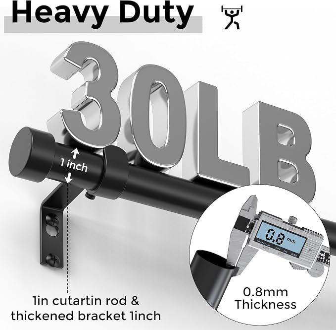 VOIIY 2 Pack Curtain Rods for Windows 28 to 48 Inch, Modern Adjustable Heavy - Image 4
