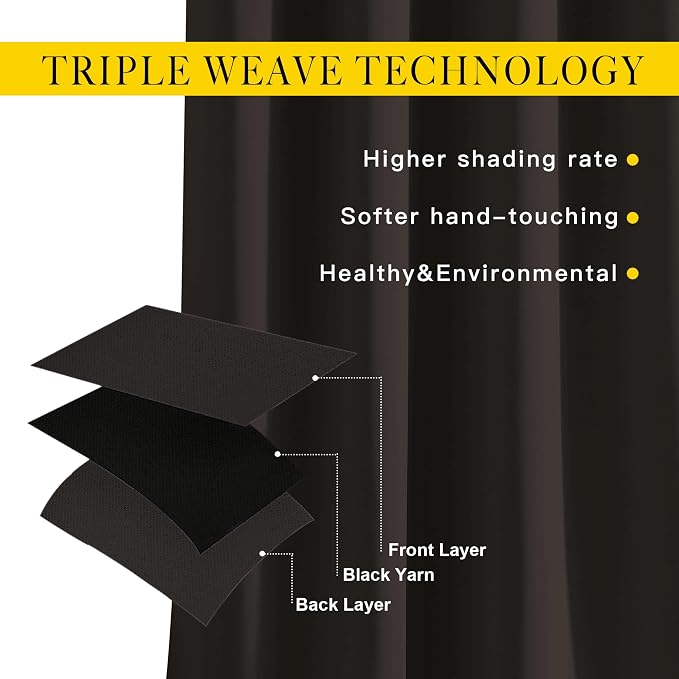 NICETOWN Toffee Brown Short Window Curtains - Image 3
