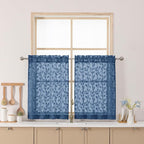 Chyhomenyc Dusty Blue Sheer Curtains 30 Inch Length, Light Filtering Leaf by Chyhomenyc