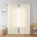 Lecloud Cream Sheer Curtains 78 Inches Long 2 Panels, Elegant Light Filtering by Lecloud