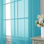 Aiyufeng Turquoise Sheer Curtains 90 Inches Long 2 Panels Set, Light Filtering - Image 2