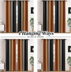 Yakamok Blackout Ombre Burnt Orange and Black Curtains-Gradient Room Darkening - Image 2