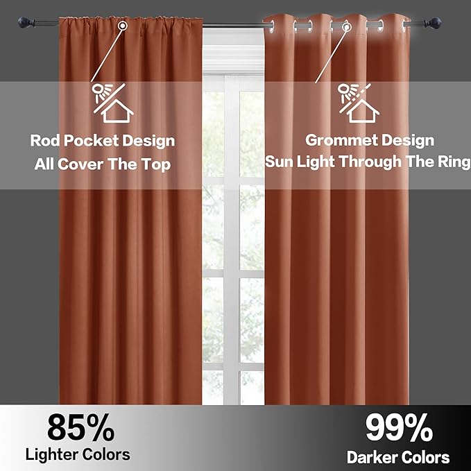 RYB HOME Blackout Curtains for Bedroom Living Room 63 inches Long, Thermal - Image 5